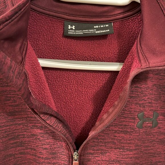 Under Armour Men's Long Sleeve Half Zip Sweatshirt, Medium, Burgundy - Picture 3 of 6
